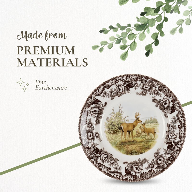 Spode Woodland American Wildlife Mule Deer Dinner Plate - Rustic Earthenware Tableware, 10.5" Collectible Plate for Holiday Dining, Dishwasher, Microwave, Oven Safe - Made in England - Image 4